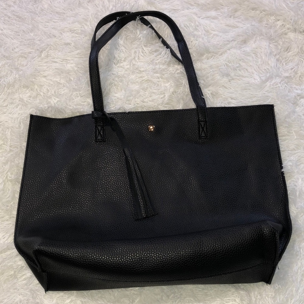 Black Leather Tote Bag